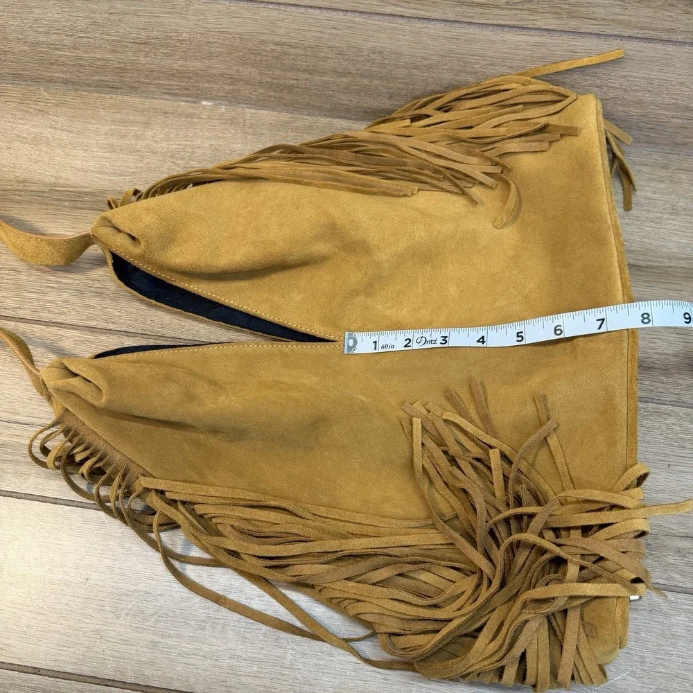 Divina Firenze Suede Fringe Hobo Bag Italian Leather Slouchy Boho Tote Tan